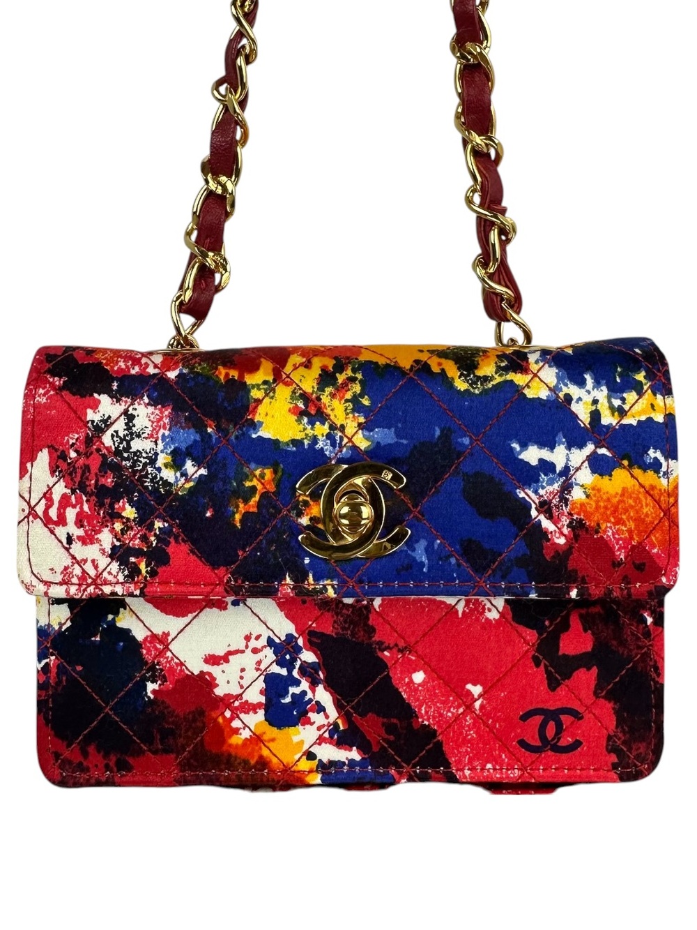 CHANEL Graffiti Watercolor Matelassé Satin Flap / Crossbody Bag – Limited Ed.